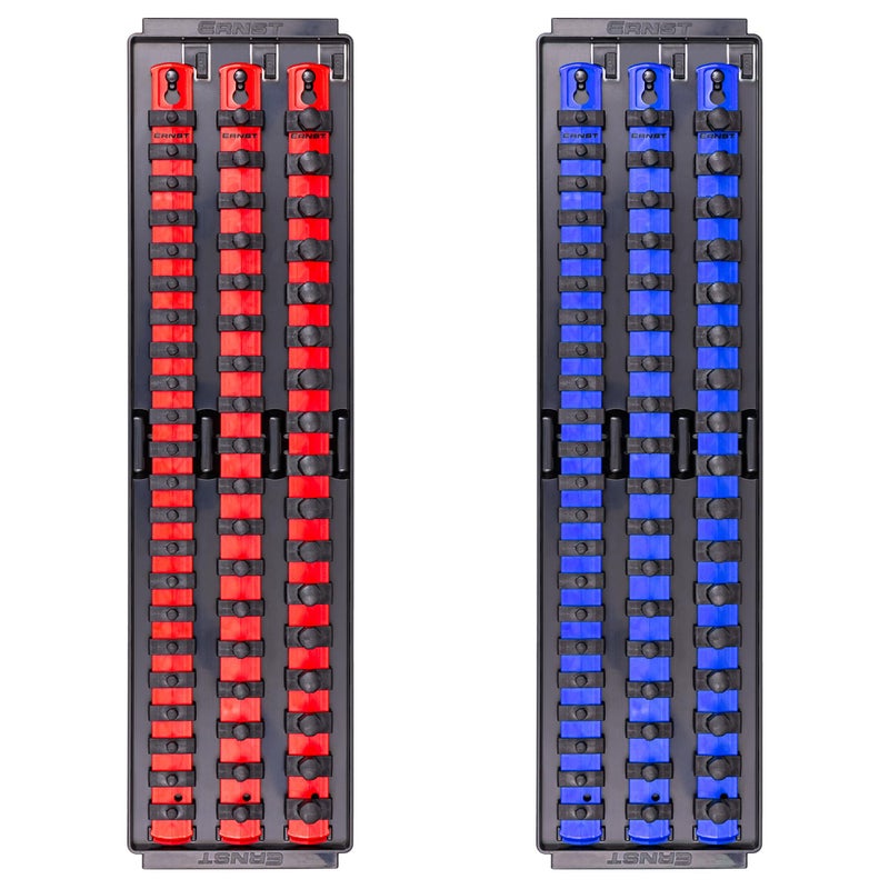 Ernst Manufacturing 2 Pack of Socket Boss with 18 Rails 1 Red 1 Blue for Complete Multiple Drive Size Socket Organization Holds 114 Sockets Made in USA - Image 2