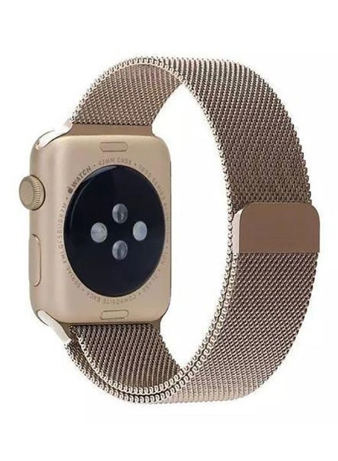 Milanese Loop Stainless Steel Replacement Band For Apple Watch Series 5/6/7 42/44/45mm Gold - Image 1