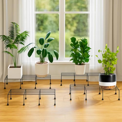 Pivalo 24 Inch Rectangular Plant Stand (Pack of 2)| Heavy Duty Metal Gamla & Flower Pot Holder with 7 Layer Anti-Rust Coating | Planter Stand for Indoor Outdoor Balcony Patio Living Room & Home Garden - Image 5