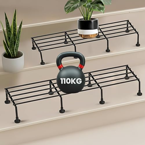 Pivalo 24 Inch Rectangular Plant Stand (Pack of 2)| Heavy Duty Metal Gamla & Flower Pot Holder with 7 Layer Anti-Rust Coating | Planter Stand for Indoor Outdoor Balcony Patio Living Room & Home Garden - Image 1