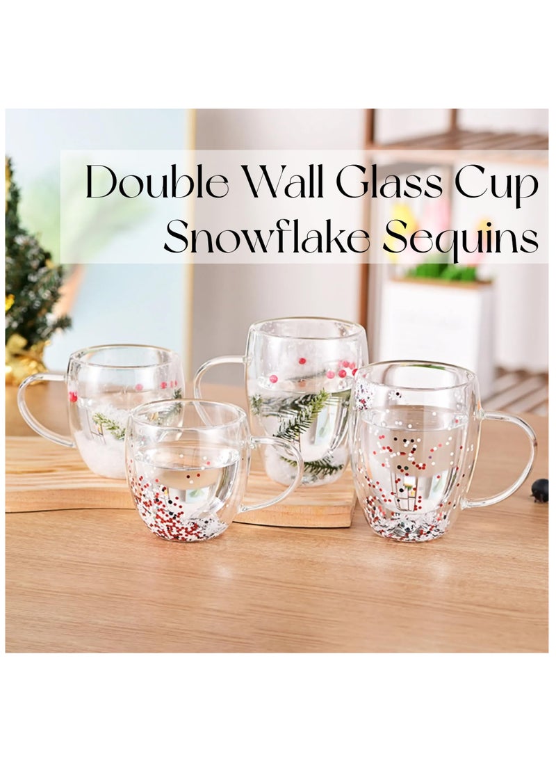 شو وو مجموعة من 6 أكواب قهوة مزدوجة الجدار، لعيد ميلاد الأم، كوب زجاجي شفاف بمقبض، نظارات معزولة مقاومة للحرارة للمشروبات الساخنة والباردة - Image 2