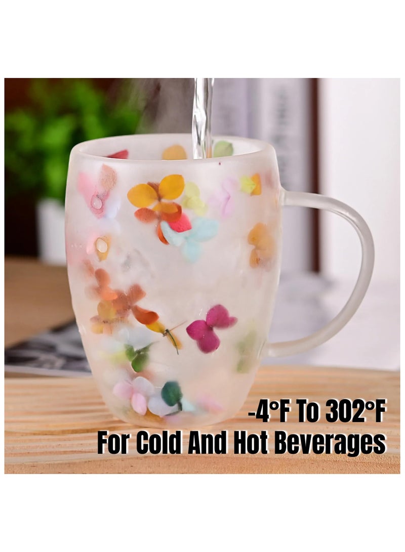 شو وو مجموعة من 6 أكواب قهوة مزدوجة الجدار، لعيد ميلاد الأم، كوب زجاجي شفاف بمقبض، نظارات معزولة مقاومة للحرارة للمشروبات الساخنة والباردة - Image 3