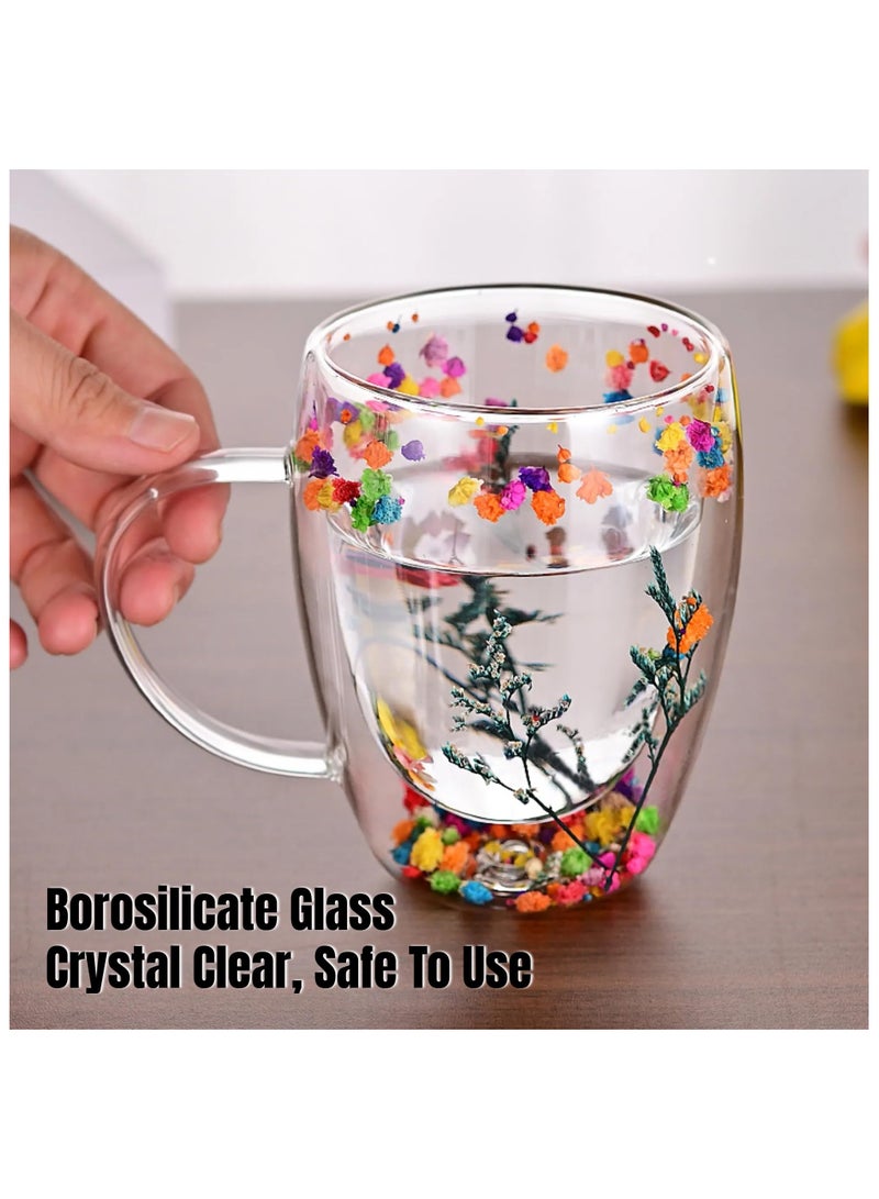 شو وو مجموعة من 6 أكواب قهوة مزدوجة الجدار، لعيد ميلاد الأم، كوب زجاجي شفاف بمقبض، نظارات معزولة مقاومة للحرارة للمشروبات الساخنة والباردة - Image 4