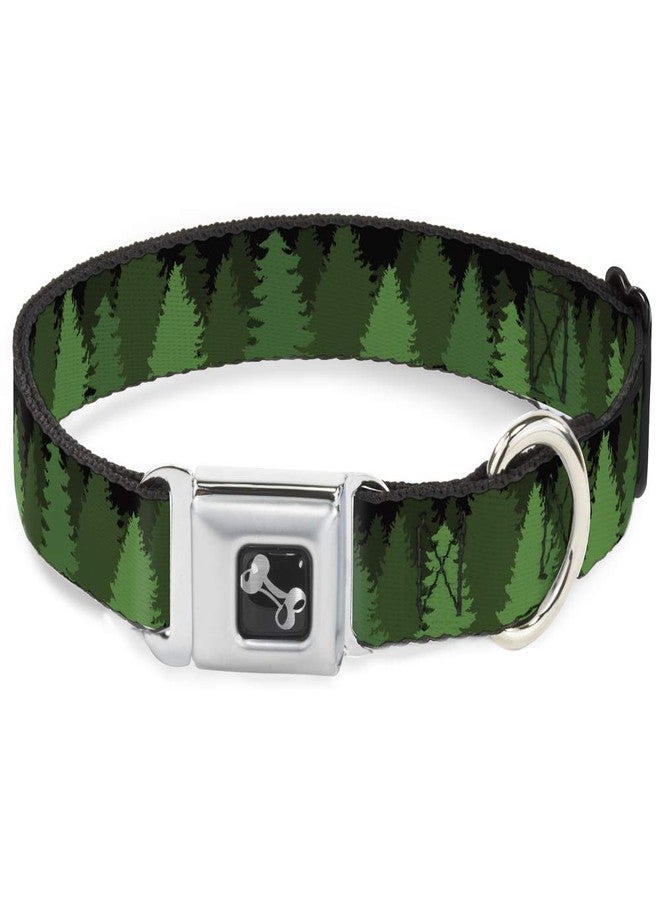Buckle Down Buckle-Down Dog Collar Seatbelt Buckle Pine Tree Silhouettes Black Greens, Multicolor, 1" Wide - Fits 11-17" Neck - Medium (DC-W34291-M) - Image 1