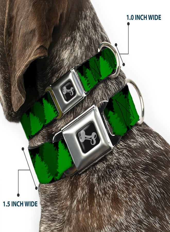 Buckle Down Buckle-Down Dog Collar Seatbelt Buckle Pine Tree Silhouettes Black Greens, Multicolor, 1" Wide - Fits 11-17" Neck - Medium (DC-W34291-M) - Image 2