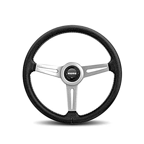 Momo RET36BK2S Retro 360 mm Leather Steering Wheel, Black - Image 1