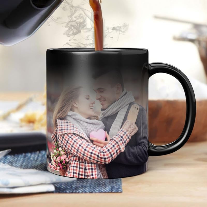 KivStar Personalized Gift Custom Photo Quote Name Wish Ceramic Magic Mug for Anniversary Gift Valentines Day Gift Birthday Gifts for Girls Boys Girlfriend Boyfriend 325 Ml D09 - Image 1