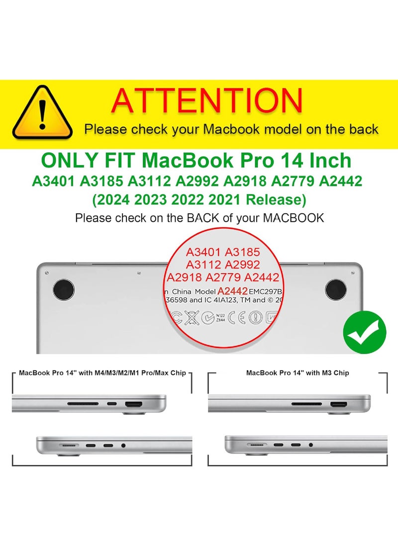 Rock Pow Case for MacBook Pro 14 Inch A3112 A3185 A3401 A2992 A2918 A2779 A2442 (2024 2023 2022 2021 Release) - Snap On Hard Shell Cover for MacBook Pro 14" M4/M3/M2/M1 Pro/Max Chip, Crystal Clear  - Image 2