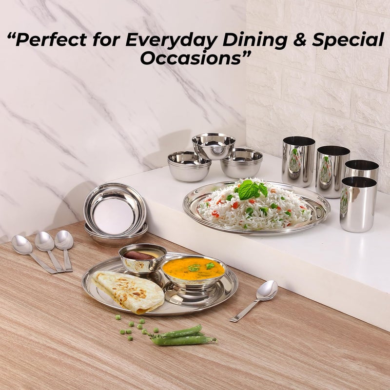 Kraft- follow your imagination Kraft Princess Premium Stainless Steel Dinner Set of 24 Pcs | Heavy Gauge, Elegant Design | Lunch, Shagun | Kitchen Bartan for Home | Toxin Free | 2 Year Warranty - Image 2