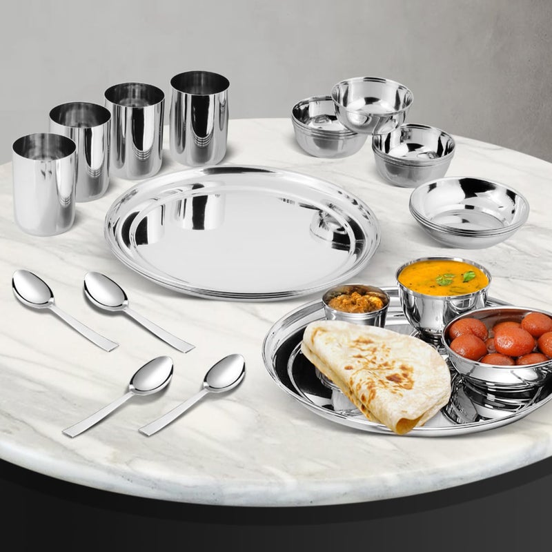 Kraft- follow your imagination Kraft Princess Premium Stainless Steel Dinner Set of 24 Pcs | Heavy Gauge, Elegant Design | Lunch, Shagun | Kitchen Bartan for Home | Toxin Free | 2 Year Warranty - Image 3