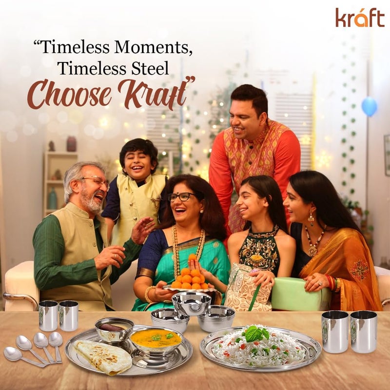 Kraft- follow your imagination Kraft Princess Premium Stainless Steel Dinner Set of 24 Pcs | Heavy Gauge, Elegant Design | Lunch, Shagun | Kitchen Bartan for Home | Toxin Free | 2 Year Warranty - Image 5