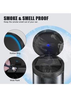 Garlo Car Ashtray, Portable Ashtray for Car, Mini Car Trash Can, Detachable Stainless Steel  Ash Tray with Lid, LED Blue Light, Windproof for Outdoor Travel, Home Use  - Image 4