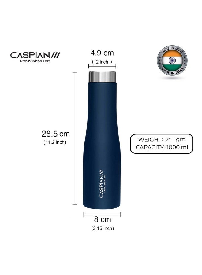 CASPIAN /// Aqua Stainless Steel Water Bottle (Blue, 1 Litre, Set of 2)| Leak Proof Thunder for Fridge Home Office Travel School Kids Boys Girls Adults Sports Gym Yoga - Image 3