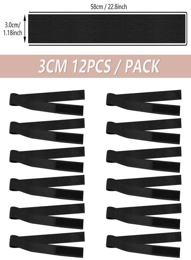 WILLBOND 12 Pcs Elastic Bands for Wigs Adjustable Lace Melting Edge Wrap 1.2 x 23.6 Inch Black Wig Headband Bands for Lace Front - Image 2
