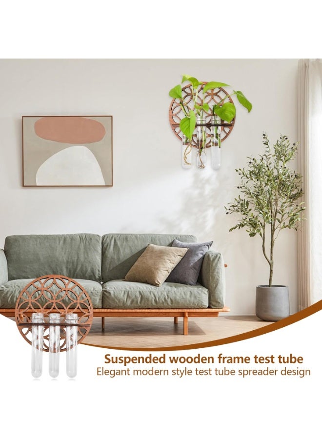 Arabest Hanging Plant Vase - Wooden Wall Propagation Station with Clear Test Tubes, Hydroponic Holder for Cuttings, Indoor Home Office Garden Decoration - Image 4