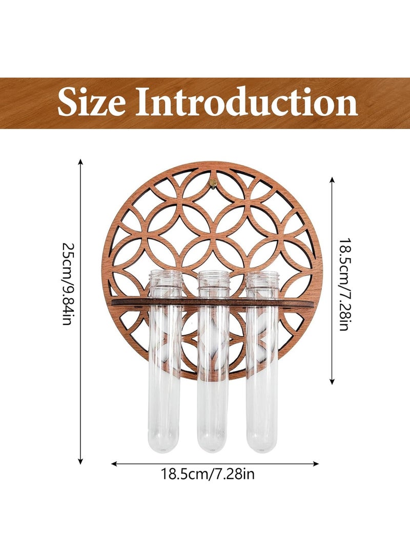 Arabest Hanging Plant Vase - Wooden Wall Propagation Station with Clear Test Tubes, Hydroponic Holder for Cuttings, Indoor Home Office Garden Decoration - Image 2