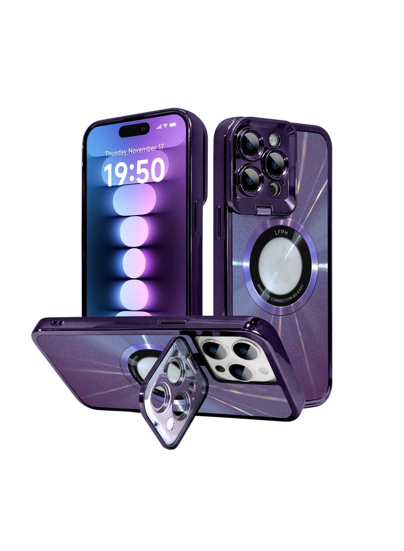 iPhone 15 Pro Max Case with Camera Stand Compatible with MagSafe Military Grade Protection Magnetic Case 6.7 Inch 2023 Purple - Image 1