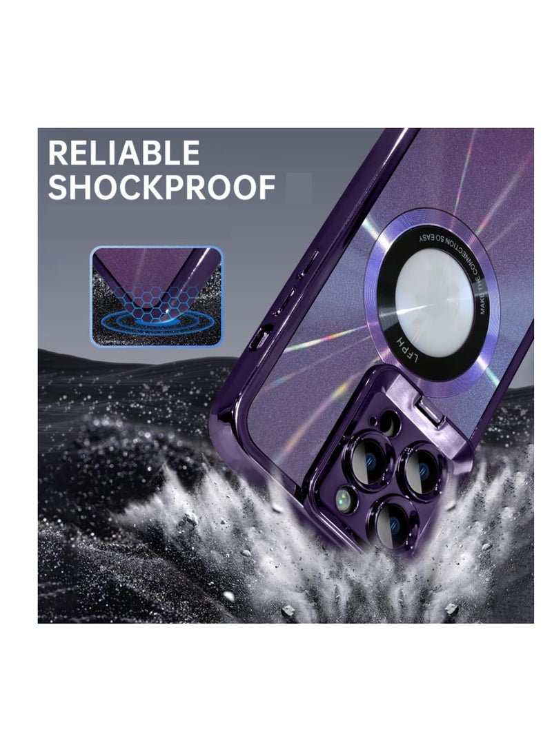 iPhone 15 Pro Max Case with Camera Stand Compatible with MagSafe Military Grade Protection Magnetic Case 6.7 Inch 2023 Purple - Image 2