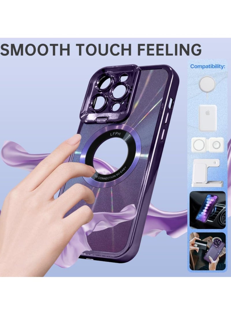 iPhone 15 Pro Max Case with Camera Stand Compatible with MagSafe Military Grade Protection Magnetic Case 6.7 Inch 2023 Purple - Image 4