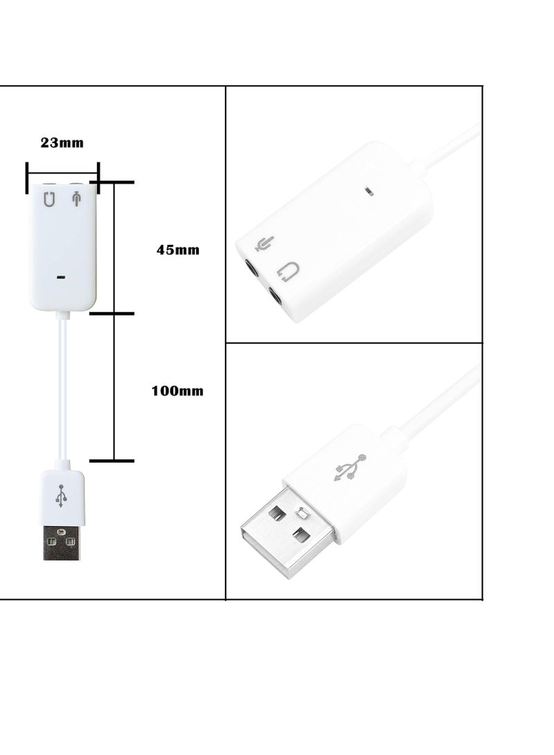 محول صوت خارجي USB 7.1 ومنفذ USB USB2.0 الى 3.5 ملم ، محول بادخال ميكروفون وخرج صوت للتوصيل والتشغيل لنظام ويندوز/فيستا/ ويندوز 7/ لينكس/WinCE/ اندرويد/Mac، ابيض  - Image 4