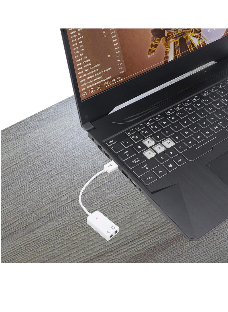 محول صوت خارجي USB 7.1 ومنفذ USB USB2.0 الى 3.5 ملم ، محول بادخال ميكروفون وخرج صوت للتوصيل والتشغيل لنظام ويندوز/فيستا/ ويندوز 7/ لينكس/WinCE/ اندرويد/Mac، ابيض  - Image 2