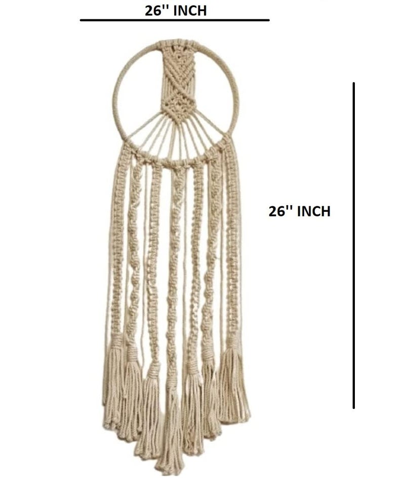 DXYZ Macrame Dream Catcher (Small) | Cotton Rope Bohemian Vintage Style Wall Hanging | Modern Room Home Decor - Image 4