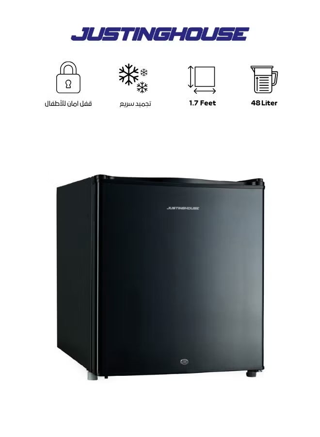 جوستنج هاوس JUSTINGHOUSE MINI BAR REFRIGERATOR WITH TOP FREEZER, 1.7 CUBIC FT, COMPRESOR A+, JSRF-49D BLACK - Image 3