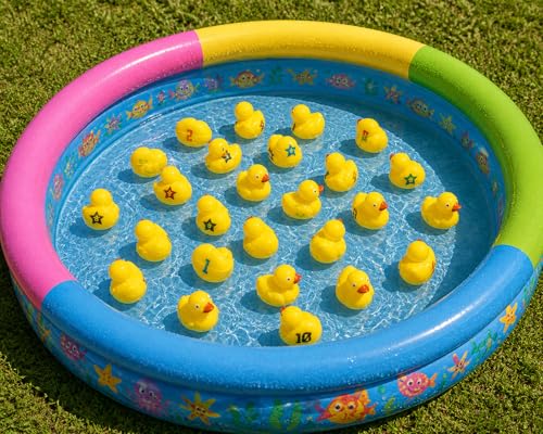 AMERICAN WIT Floating Weighted Matching Game Yellow Duckies 20 Pack Plastic Duck Pond Floater 275 Fun Bath Tub Pool Play Toy - Image 5