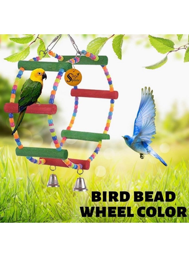 Sage Square Sage Square Wooden Bead Swing Toy for Parrot with Giant Wheel - Playful Natural Wooden Bead Swing Toy for Parrot, Budgies, Cockatiel, Lovebird, Sun Conure, Finch, African Grey, Cockatoo, Macaw Birds  - Image 2