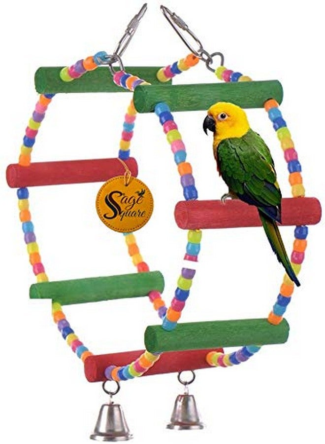 Sage Square Sage Square Wooden Bead Swing Toy for Parrot with Giant Wheel - Playful Natural Wooden Bead Swing Toy for Parrot, Budgies, Cockatiel, Lovebird, Sun Conure, Finch, African Grey, Cockatoo, Macaw Birds  - Image 1