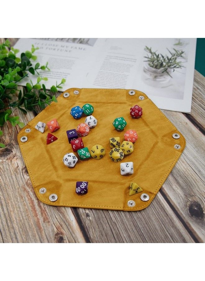 SIQUK - 6 Pieces Dice Tray Hexagon Dice Rolling Holder Folding Pu Leather Dice Trays For Dice Games Like Rpg Dnd And Other Table Games(Red Blue Violet Black Green Yellow) - Image 1