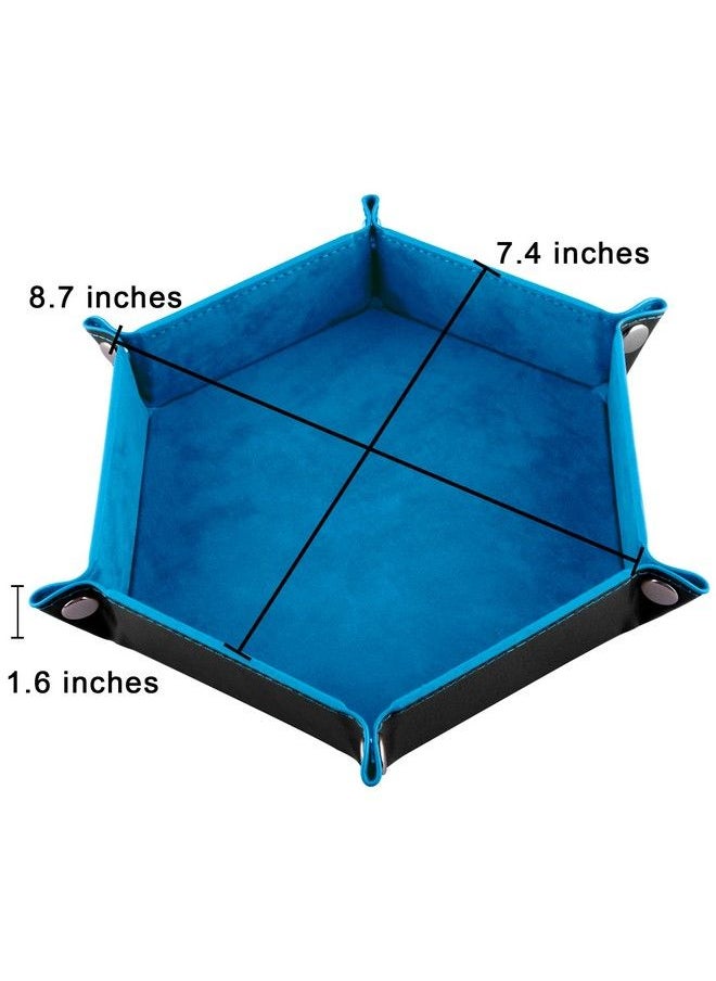 SIQUK - 6 Pieces Dice Tray Hexagon Dice Rolling Holder Folding Pu Leather Dice Trays For Dice Games Like Rpg Dnd And Other Table Games(Red Blue Violet Black Green Yellow) - Image 1