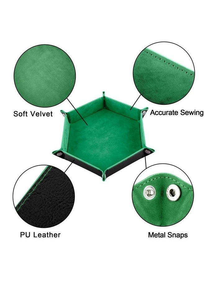 SIQUK - 6 Pieces Dice Tray Hexagon Dice Rolling Holder Folding Pu Leather Dice Trays For Dice Games Like Rpg Dnd And Other Table Games(Red Blue Violet Black Green Yellow) - Image 1