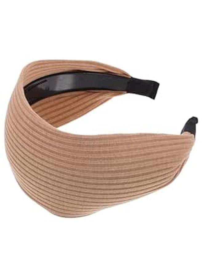 Khaki Wide Anti Slip Headband For Women Versatile Hair Accessory For Daily Wear And Sports - Image 1