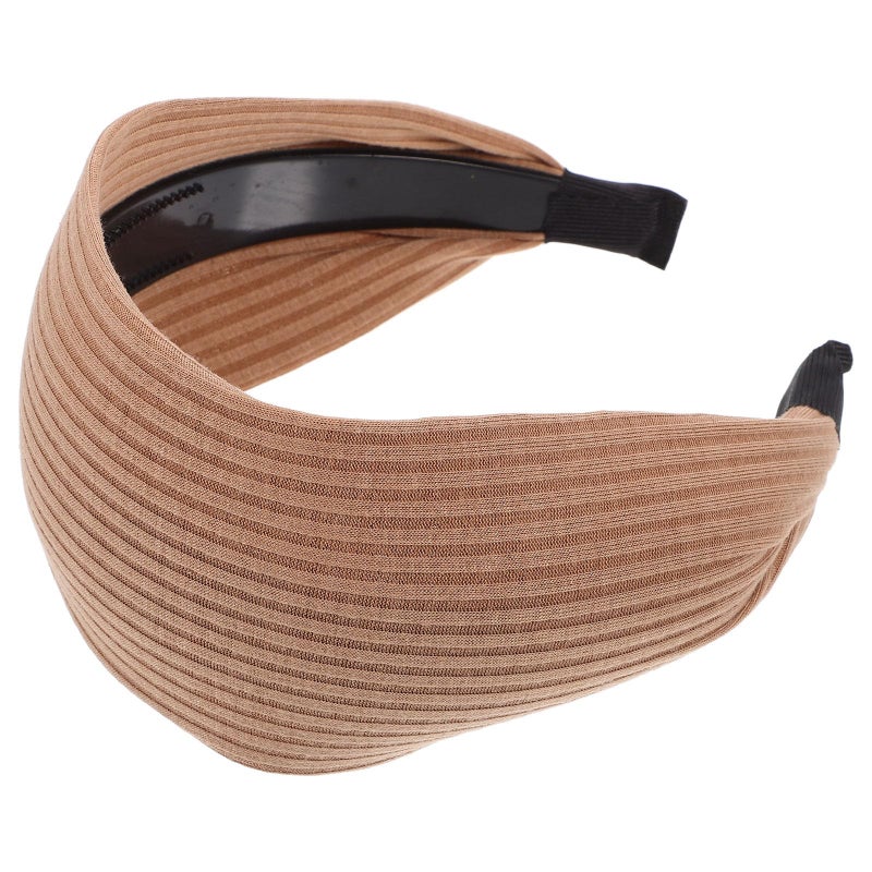Khaki Wide Anti Slip Headband For Women Versatile Hair Accessory For Daily Wear And Sports - Image 2