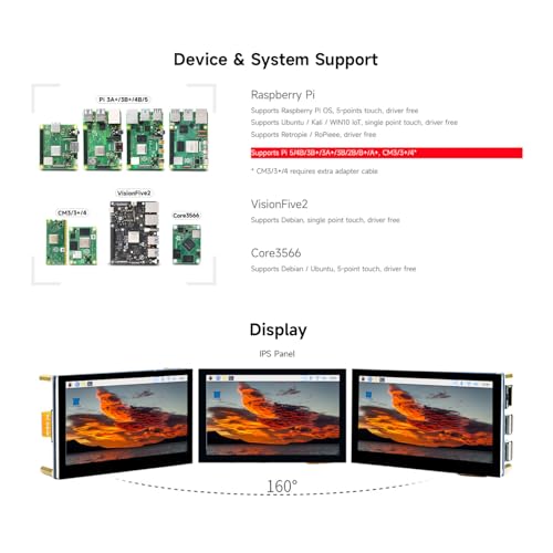 Waveshare شاشة تعمل باللمس السعوية بحجم 4.3 بوصة متوافقة مع Raspberry Pi 5/4B/3B+/3A+/3B/2B/B+/A+/CM3/3+/4 دقة 800×480 واجهة MIPI DSI بزاوية واسعة - Image 4