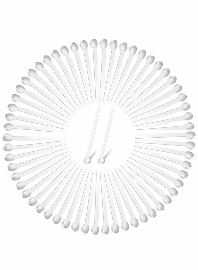 NIBEMINENT Mini Scoops Measuring Spoons Shovel Scoop Spice Tiny Spoon Micro Powder for Cosmetics Medicines Spices Measurement Tools Supplies (White,100 Pieces)  - Image 1