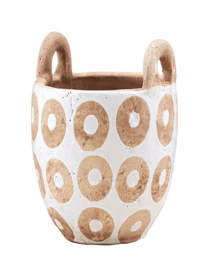 Mud Pie Circle White Terracotta Pot, Board 13 3/4" x 10 1/2" Dia | Utensil Approx 5 1/2" - Image 1