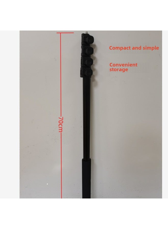 مفتاح ربط من سبائك الألومنيوم دوار 360 درجة ومشبك مؤقت ذاتي وعصا مروحة وإضاءة تصوير وقوس تجميل وعصا رحلات تلسكوبية - اللون: أسود - Image 3