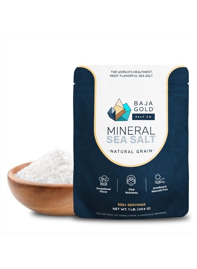 Baja Gold Mineral Sea Salt, Natural Grain Crystals, 1 Lb. Bag - Image 1