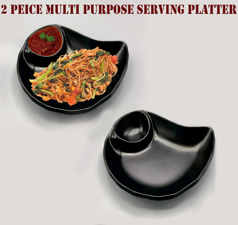 ZIDO Exclusive (Pack of 2) Multi Purpose Serving Platter for All Type of Snacks Like Burger, Noodles, Pasta, French Fries, Chilly Potato, Momos, Samosa, Paneer Tikka, Tandoori Items and as Your Wish - Image 4
