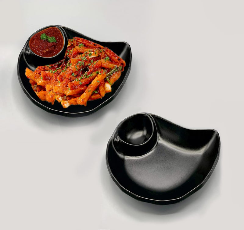 ZIDO Exclusive (Pack of 2) Multi Purpose Serving Platter for All Type of Snacks Like Burger, Noodles, Pasta, French Fries, Chilly Potato, Momos, Samosa, Paneer Tikka, Tandoori Items and as Your Wish - Image 1