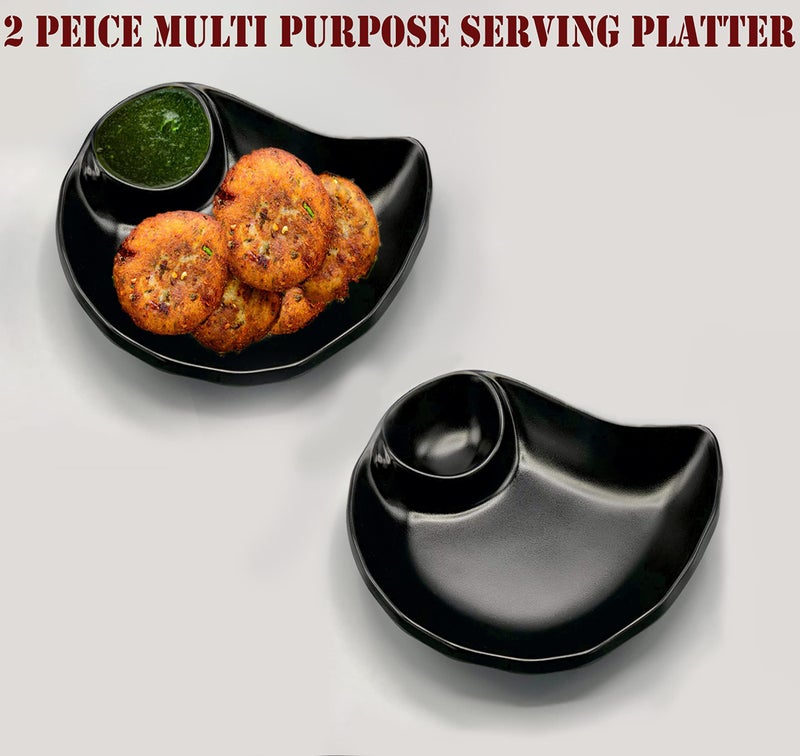 ZIDO Exclusive (Pack of 2) Multi Purpose Serving Platter for All Type of Snacks Like Burger, Noodles, Pasta, French Fries, Chilly Potato, Momos, Samosa, Paneer Tikka, Tandoori Items and as Your Wish - Image 3
