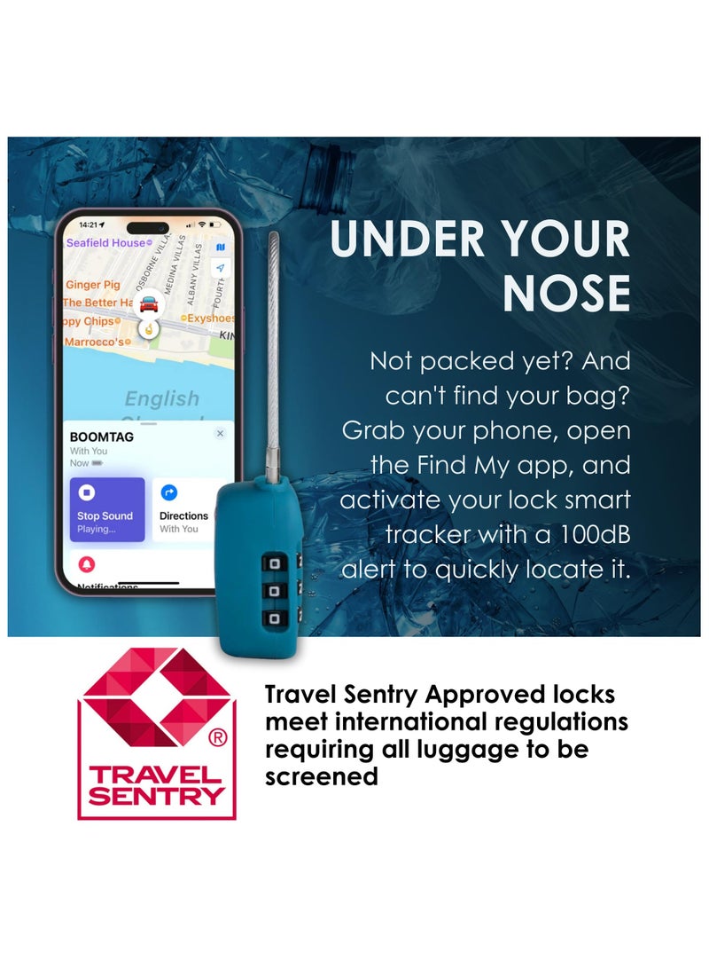 Boompods Tracker Lock - Smart Luggage Lock with Built-in Bluetooth Tracker, TSA Compatible Padlock, Rechargeable Smart Item Finders for Suitcases & Bags, Compatible with Apple Find My App (White) - Image 5