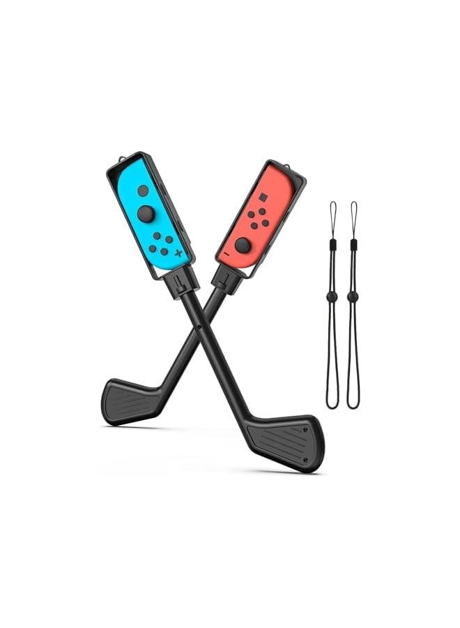 بروماس Golf Culb لجهاز تحكم Nintendo Switch Joy-Con، ملحقات الألعاب الرياضية Joy Con Controller Grip لـ Mario Golf Super Rush، عبوتان (أسود) - Image 1