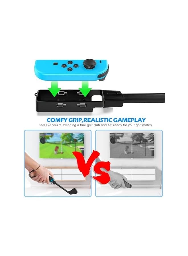 بروماس Golf Culb لجهاز تحكم Nintendo Switch Joy-Con، ملحقات الألعاب الرياضية Joy Con Controller Grip لـ Mario Golf Super Rush، عبوتان (أسود) - Image 3