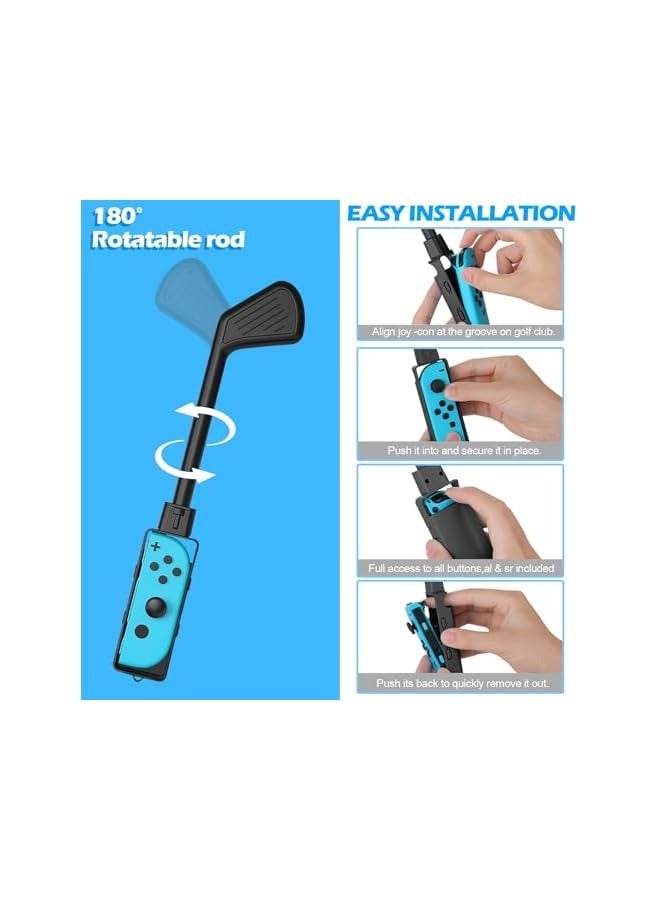 بروماس Golf Culb لجهاز تحكم Nintendo Switch Joy-Con، ملحقات الألعاب الرياضية Joy Con Controller Grip لـ Mario Golf Super Rush، عبوتان (أسود) - Image 4