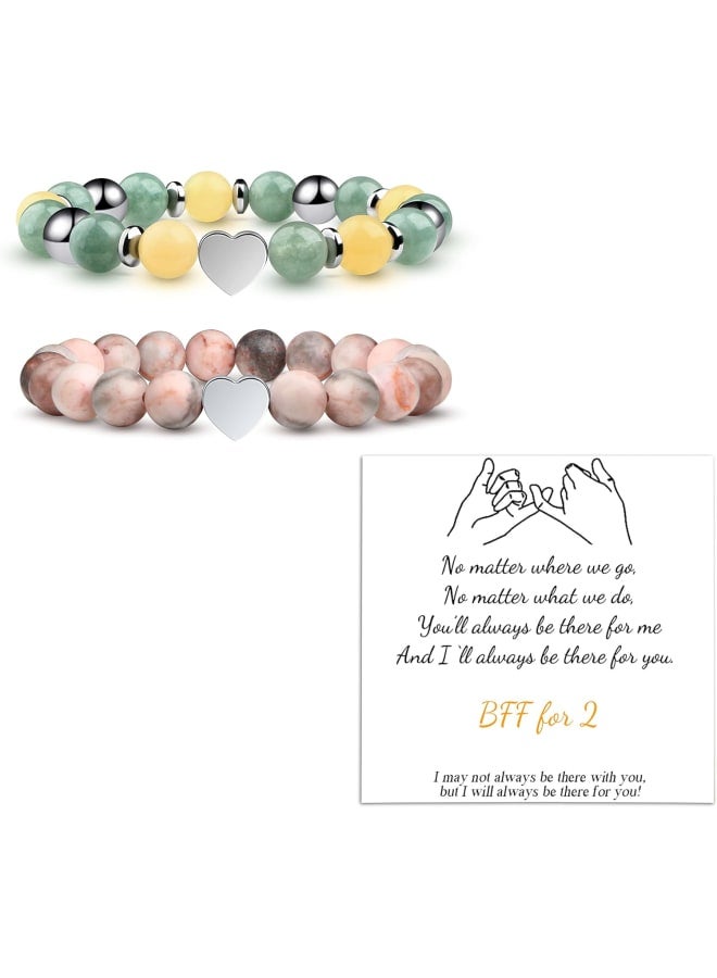 JoycuFF Gifts for Friends Female Best Friend Bracelets for 2 Jewelry Set for Women Soulmate Bestie Unbiological Sister Bff Bracelets for Girls Friendship Gifts for Women Friends, Crystal, no gemstone - Image 1