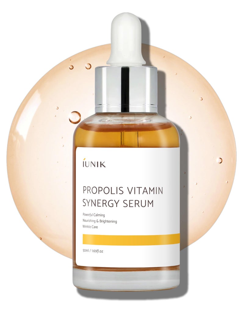 IUNIK Propolis 70 Vitamins 17 Synergy Serum  Centella Asiatica Calming Soothing Deep Nourishing for Dry Dull Spot Hyperpigmentation Sensitive Acneprone Skin No Pore Clogging Korean Skincare