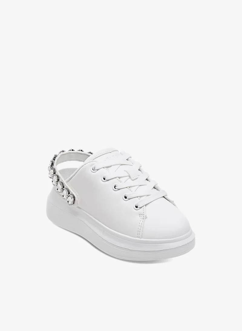 Celeste Girls' Embellished Sneakers with Lace-Up Detail